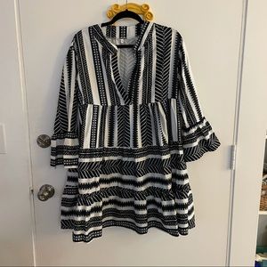 Abstract peasant tiered a line dress